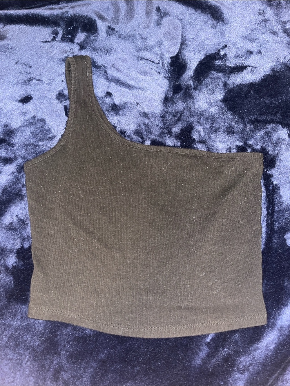 One-Shoulder Black Ribbed Crop Top